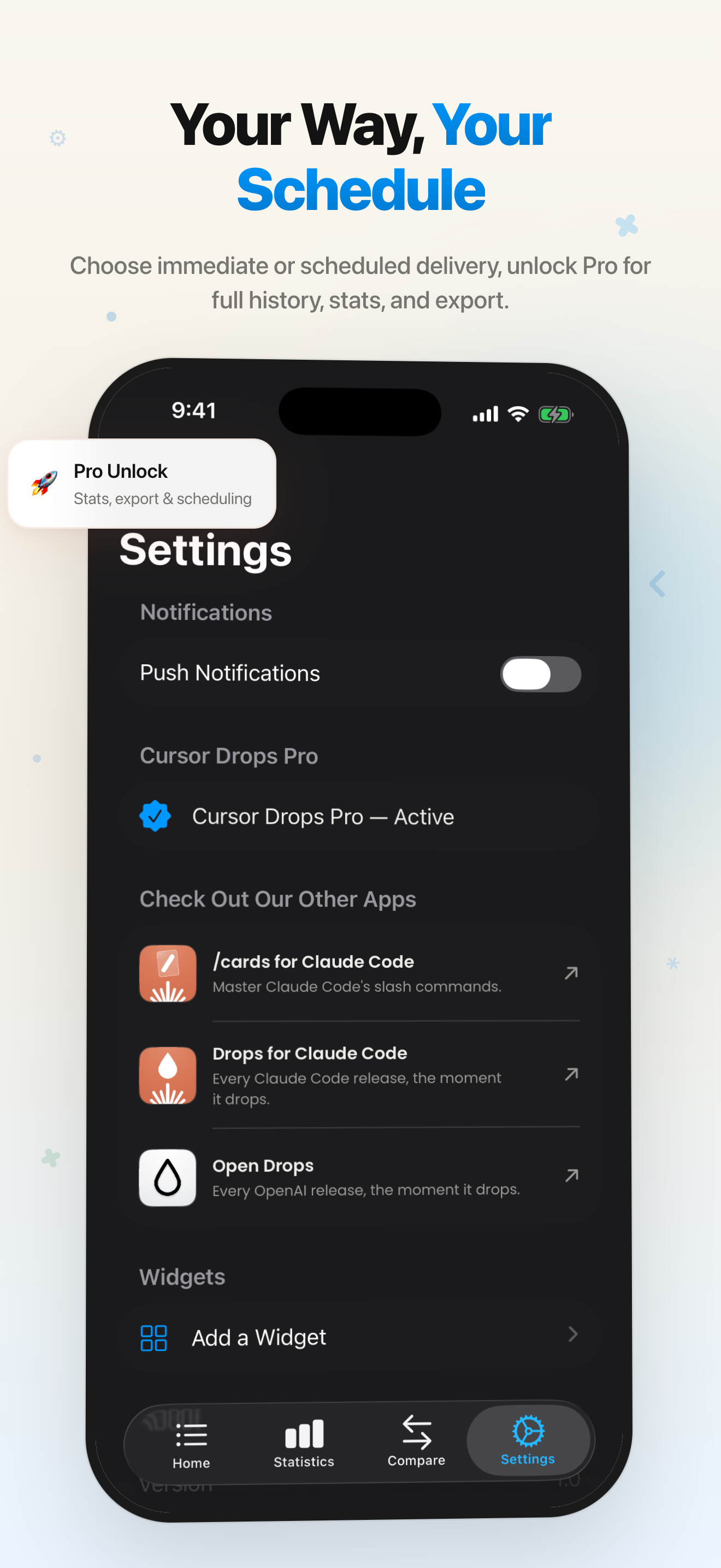 Cursor Drops — Settings