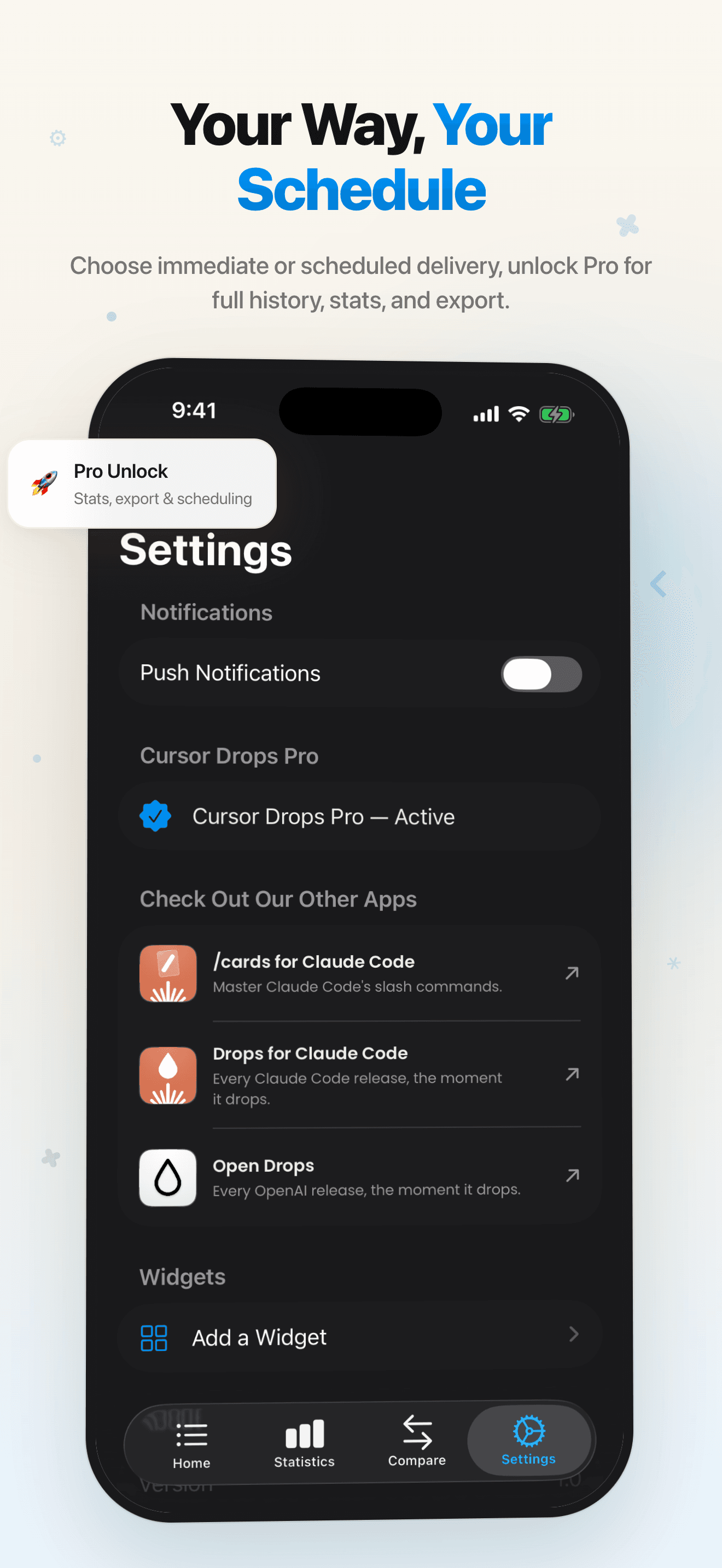 Cursor Drops — Settings