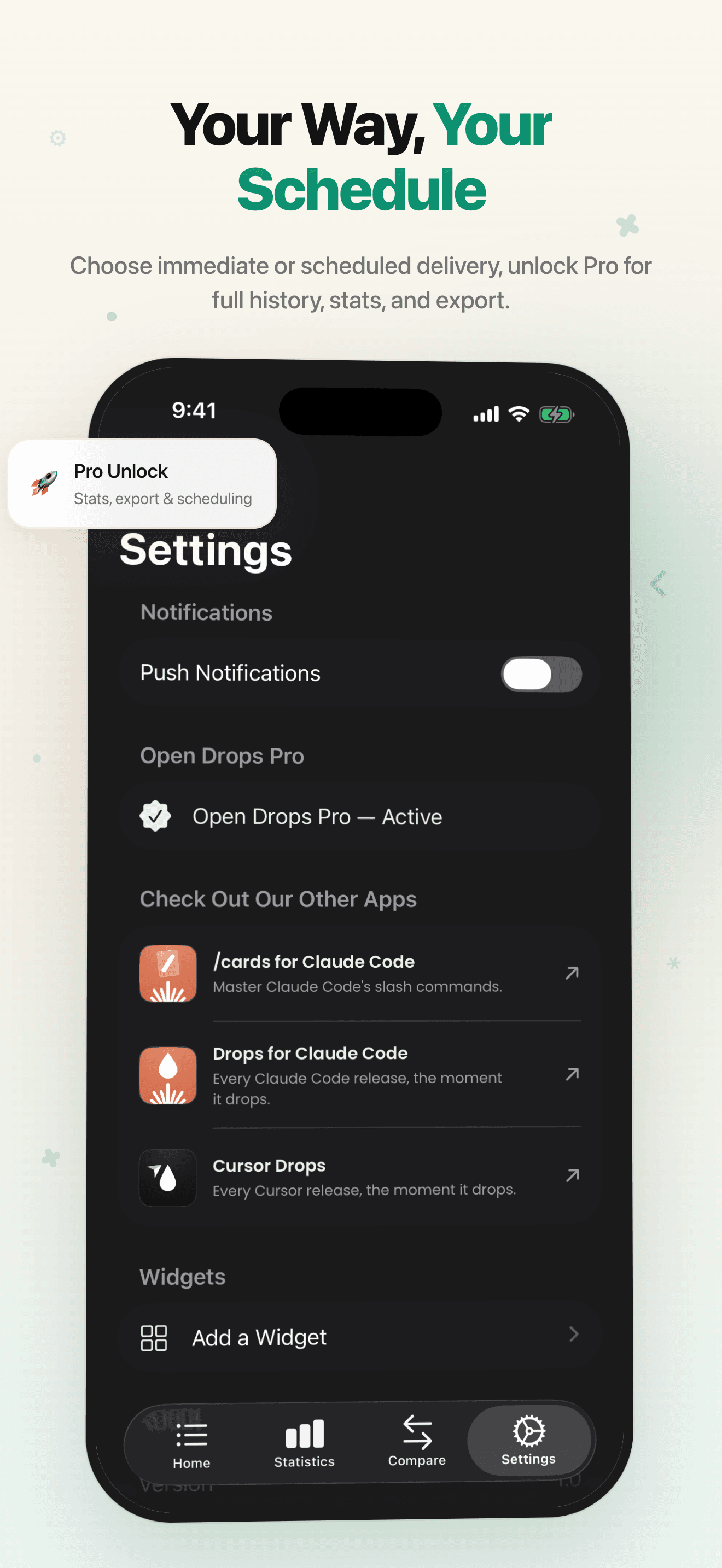 Open Drops — Settings